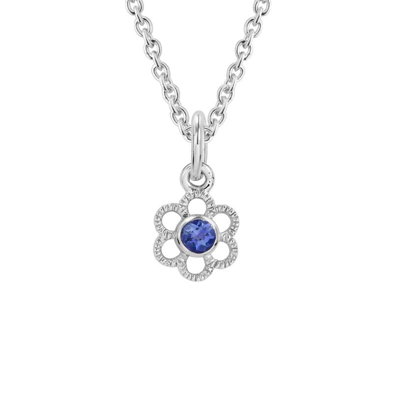 Artistry Sterling Silver Flower Pendant Featuring Blue Sapphire