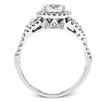 Simon G. 18K White Gold Semi Mount Engagement Ring With Round Center