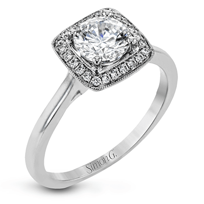 Simon G. 18K White Gold Semi Mount Engagement Ring With Round Center