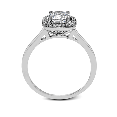 Simon G. 18K White Gold Semi Mount Engagement Ring With Round Center