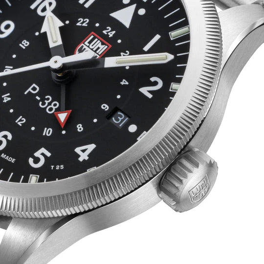 Luminox P-38 LIGHTNING Black Dial Stainless Steel 42mm Pilot Watch