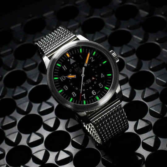 Luminox P-38 LIGHTNING Black Dial Stainless Steel 42mm Pilot Watch
