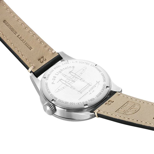 Luminox P-38 LIGHTNING White Dial Black Leather Strap 42mm Pilot Watch