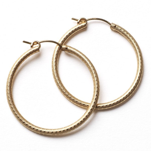 Souther Gates Gold Plated Textured Hoops (34mm)