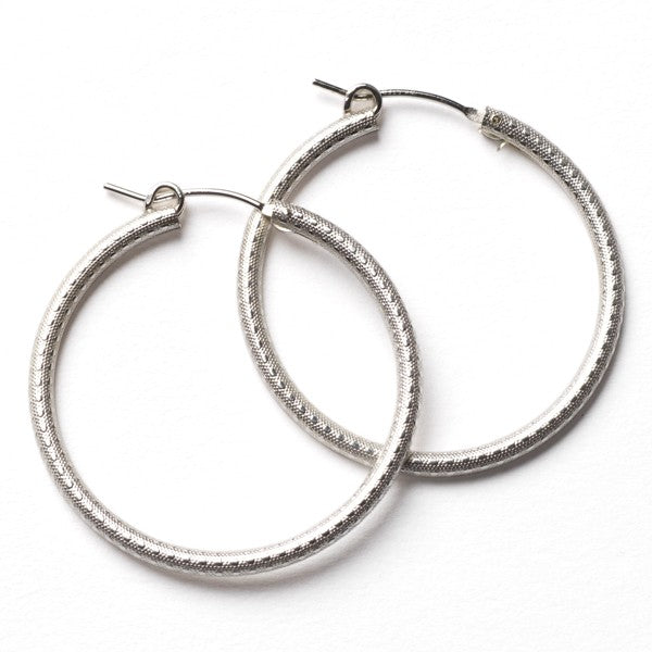Southern Gates 925 Sterling Silver Textured Hoops (34mm)