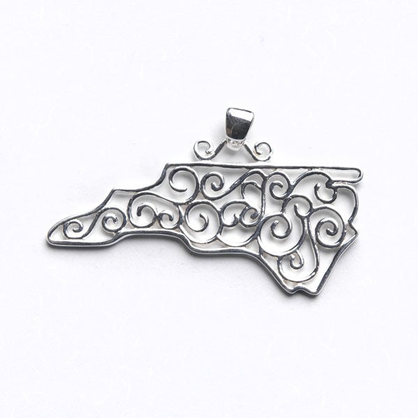 Southern Gates North Carolina State Pendant Sterling Silver