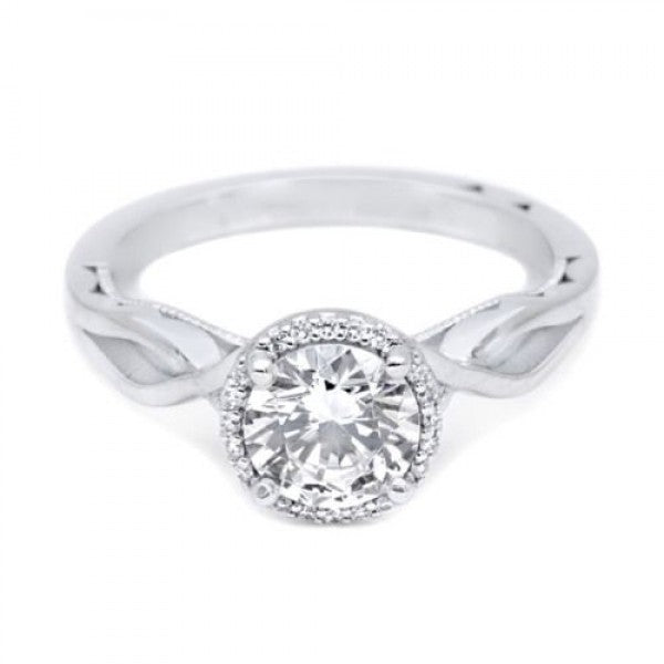 Tacori 18K White Gold Solitare Engagement Ring With Round Center