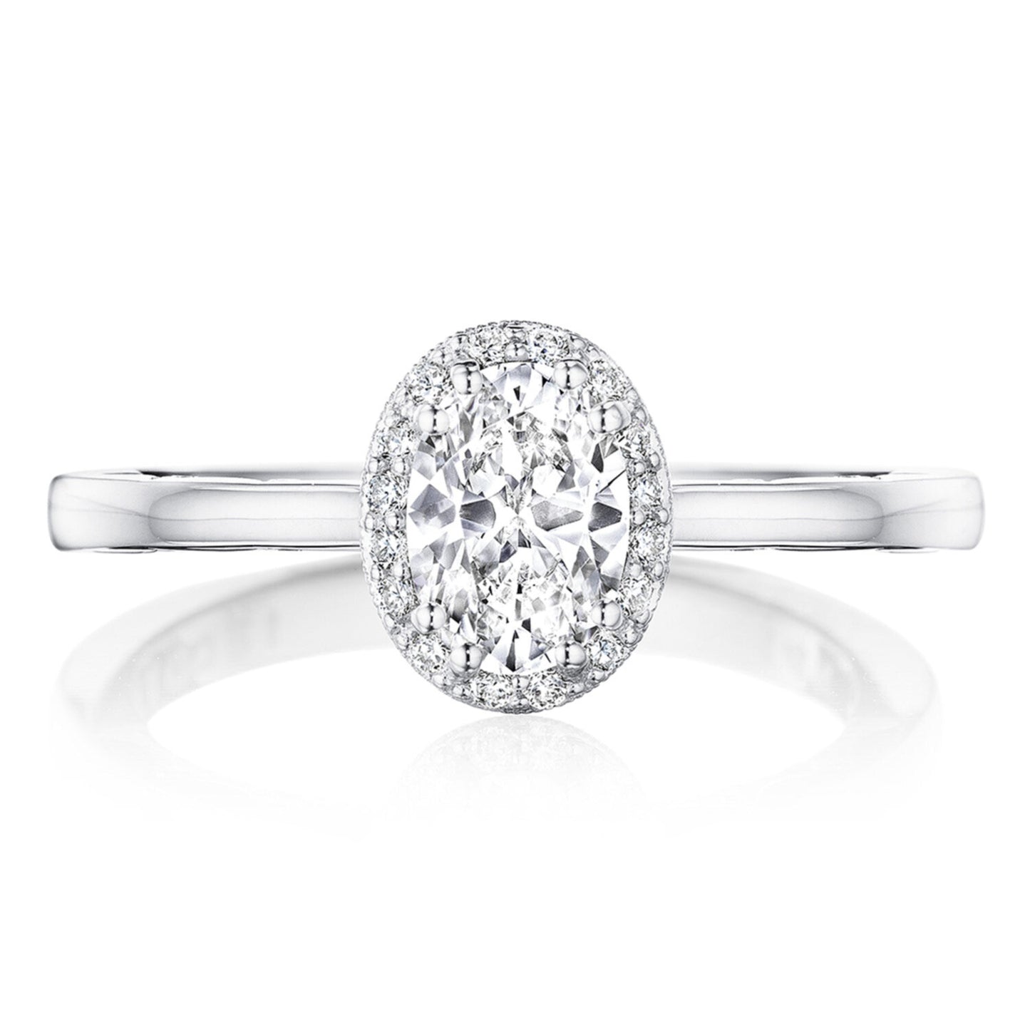 Tacori Coastal Crescent 14KWG Oval Halo Diamond Engagement Ring