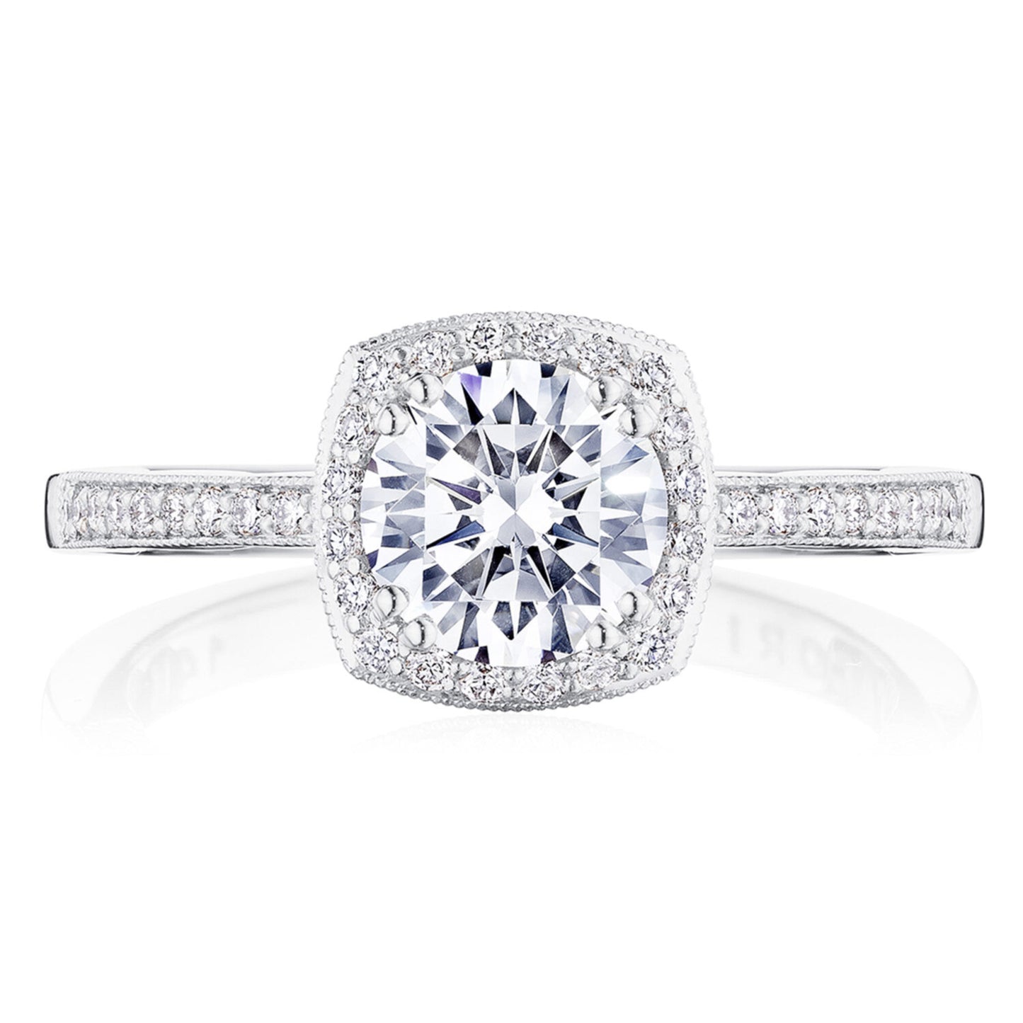 Tacori Coastal Crescent 14KWG Round Halo Diamond Engagement Ring