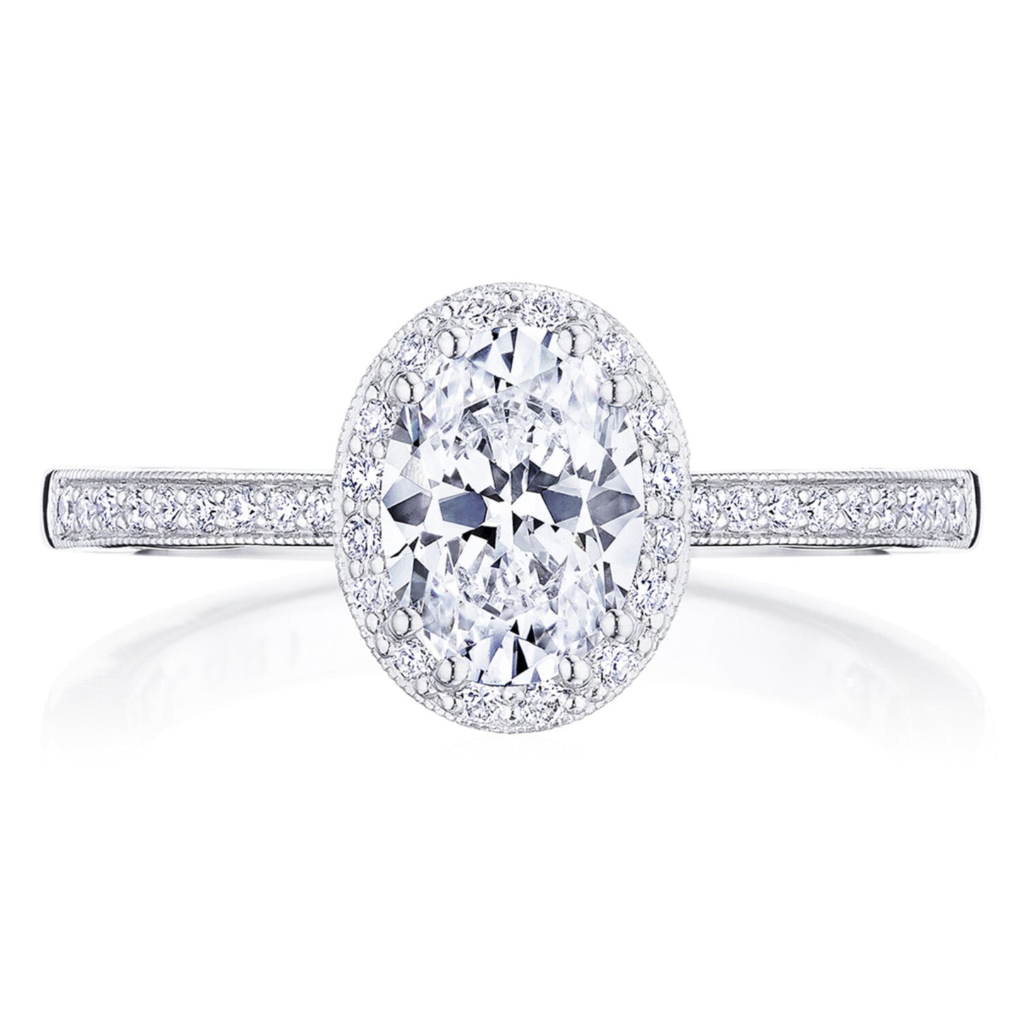 Tacori Coastal Crescent 14KWG Oval Halo Diamond Engagement Ring