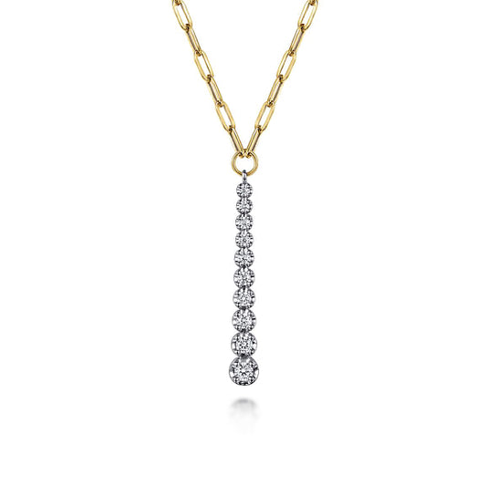 Gabriel & Co., 14K White and Yellow Gold Diamond Vertical Bar Link Necklace