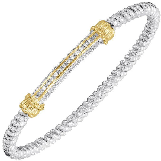 VAHAN, 14K Gold and Sterling Silver, Diamond Stackable Bracelet