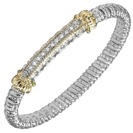 VAHAN, 14K Yellow Gold, Diamond and Sterling Silver Closed 6mm Bracelet