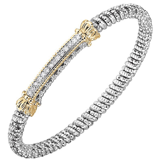 VAHAN 14K Yellow Gold, Diamond, and Sterling Silver 4mm Closed Bracelet