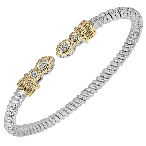 VAHAN 14K Yellow Gold, Diamond and Sterling 3mm Open Cuff Bracelet