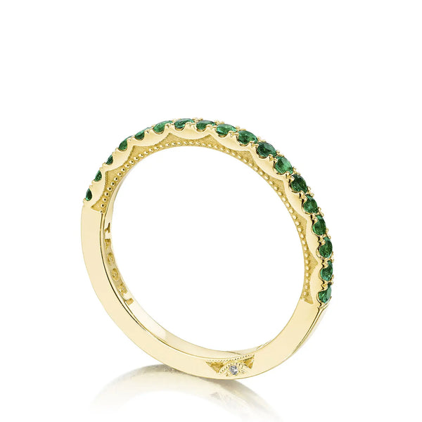 Tacori 18K Yellow Gold Sculpted Crescent String of Emerald Band