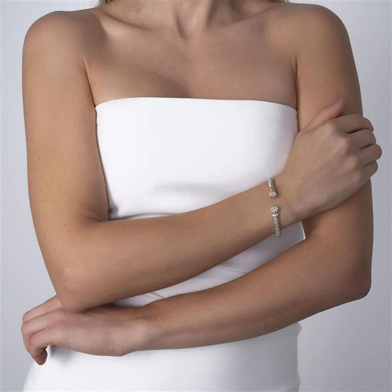 VAHAN 14K Gold and Sterling Silver, Diamond Stackable Cuff Bracelet