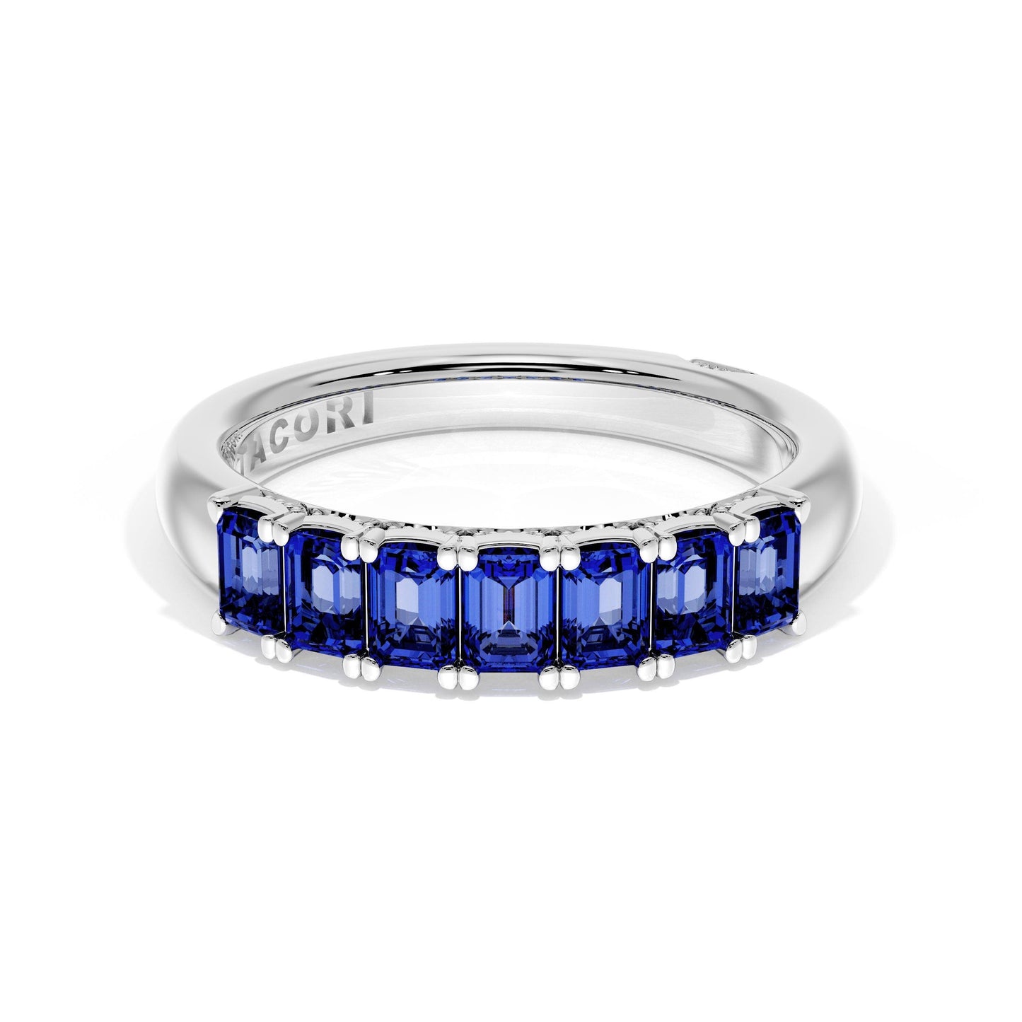 Tacori Founder's Collection Emerald Cut Blue Sapphire Eternity Band in Platinum