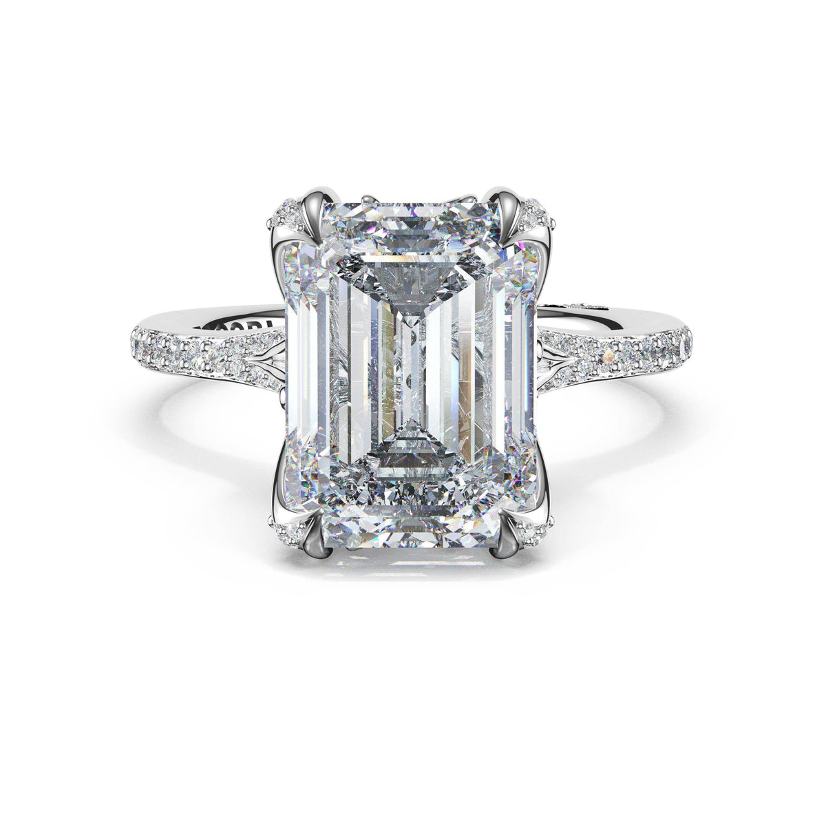 Tacori Platinum Emerald Petal-Crown Pavé Intense Solitaire Semi Mount