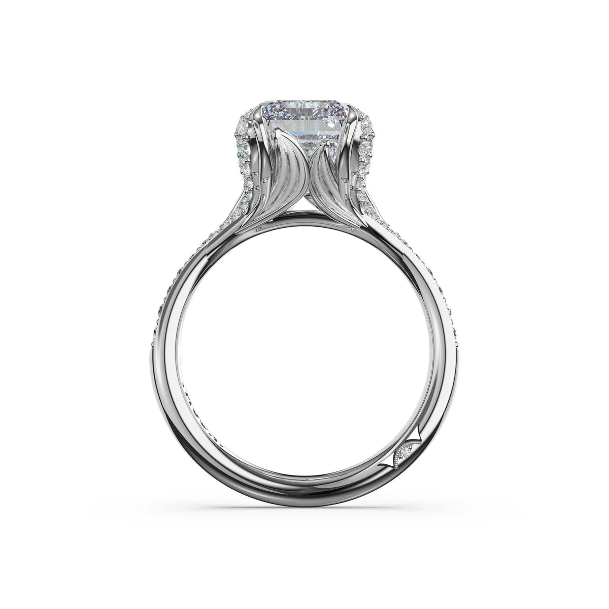 Tacori Platinum Emerald Petal-Crown Pavé Intense Solitaire Semi Mount
