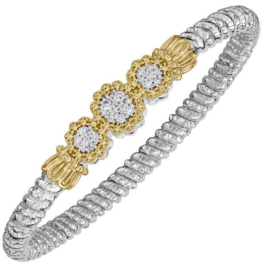 VAHAN 14K Gold and Sterling Silver, Diamond Stackable Bracelet