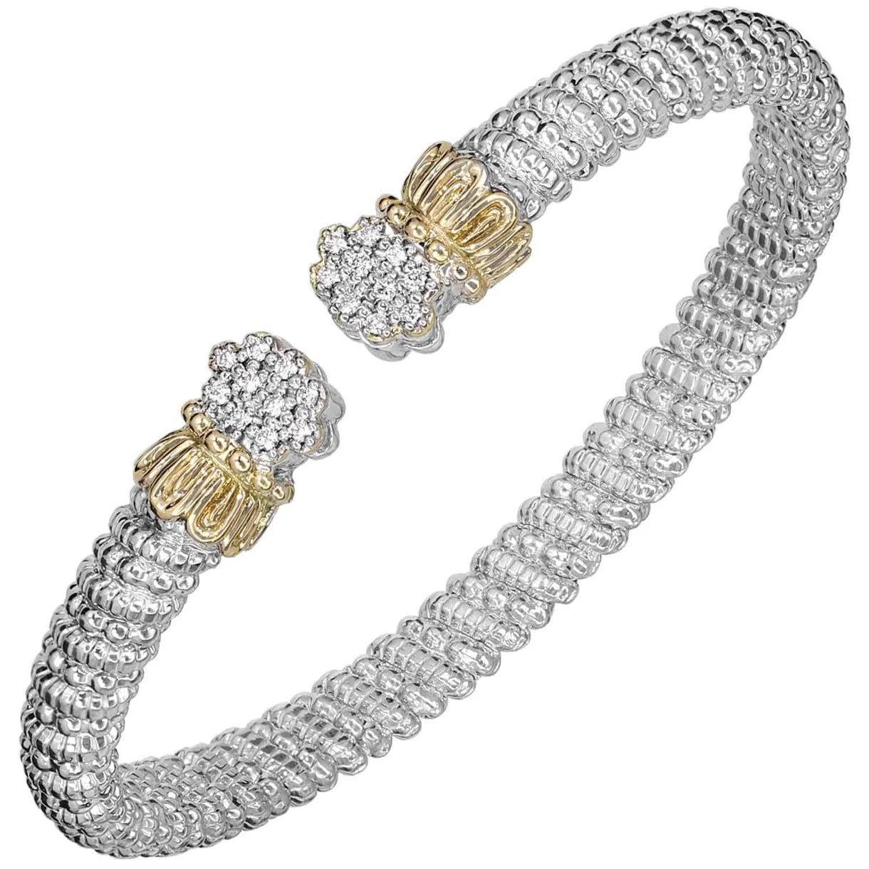 VAHAN 14K Gold and Sterling Silver, Diamond Stackable Cuff Bracelet