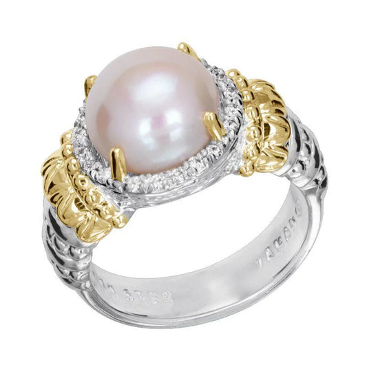 VAHAN, 14K Gold and Sterling Silver, Pearl and Diamond Ring