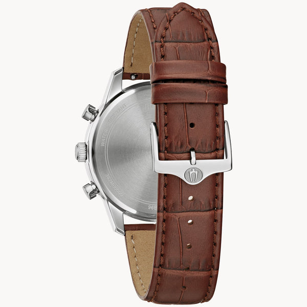 Bulova Sutton Blue Dial Brown Leather Strap Watch