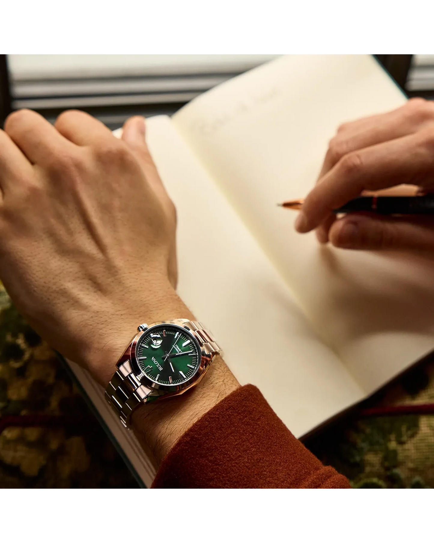 Bulova Green Dial Stainless Steel Bracelet  Men's Surveyor