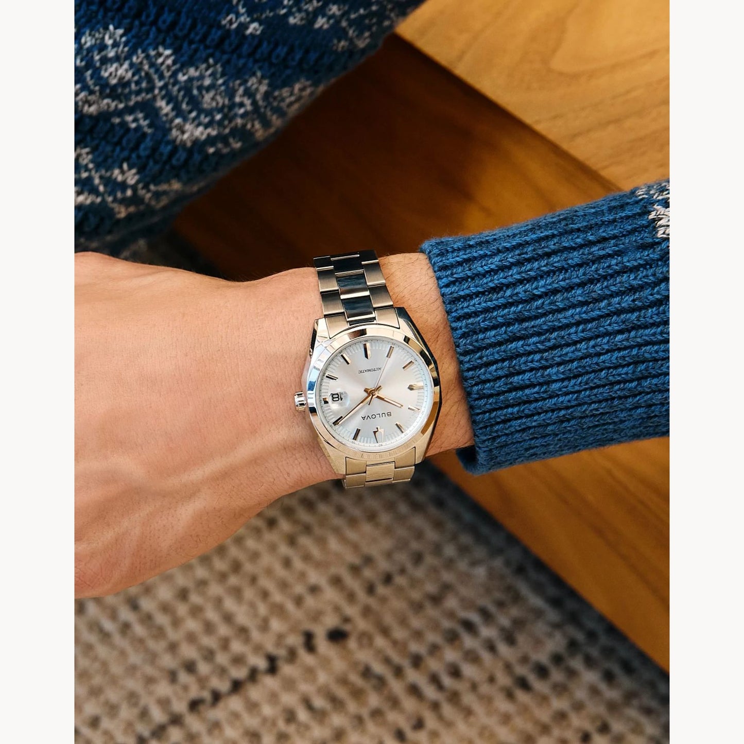 Bulova Surveyor Automatic Watch with a Light Blue Dial