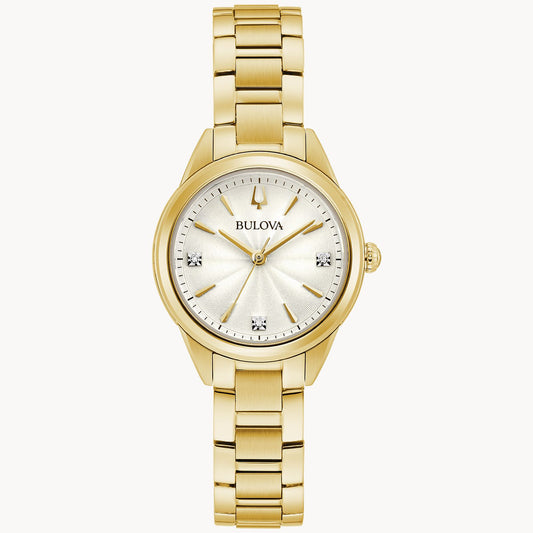Bulova Sutton Gold-Tone Classic Dial Stainless Steel Bracelet Watch