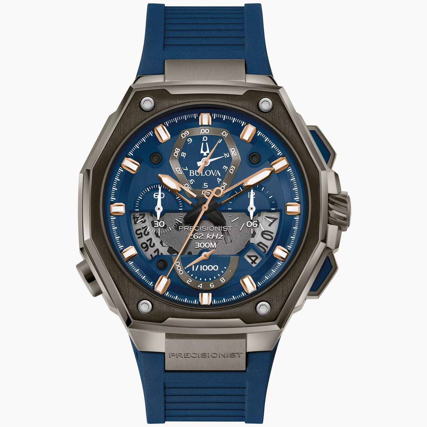 Bulova Precisionist Series X Blue Dial Rubber Strap Mens Watch