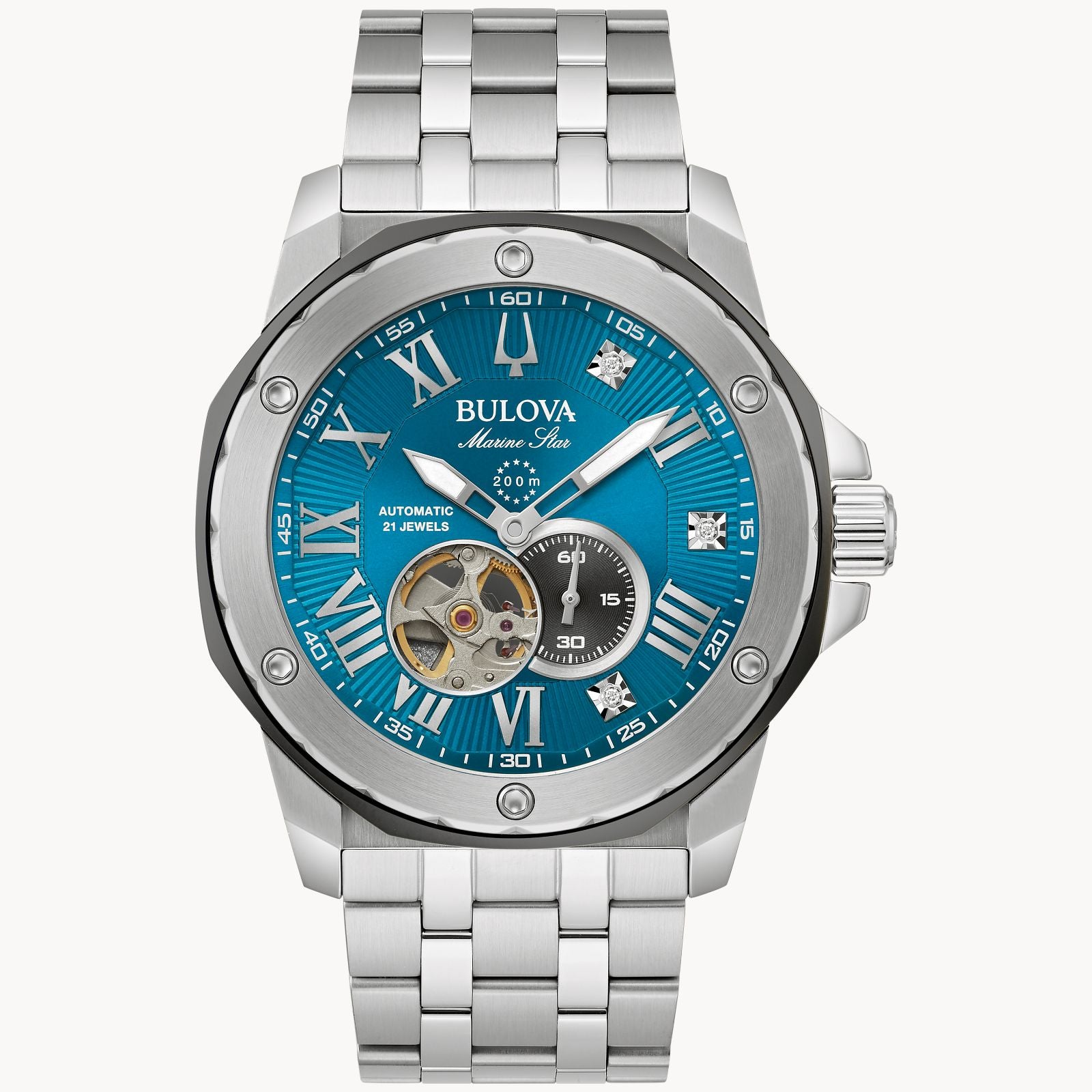 Bulova Marine Star Blue Dial Stainless Steel Bracelet Watch