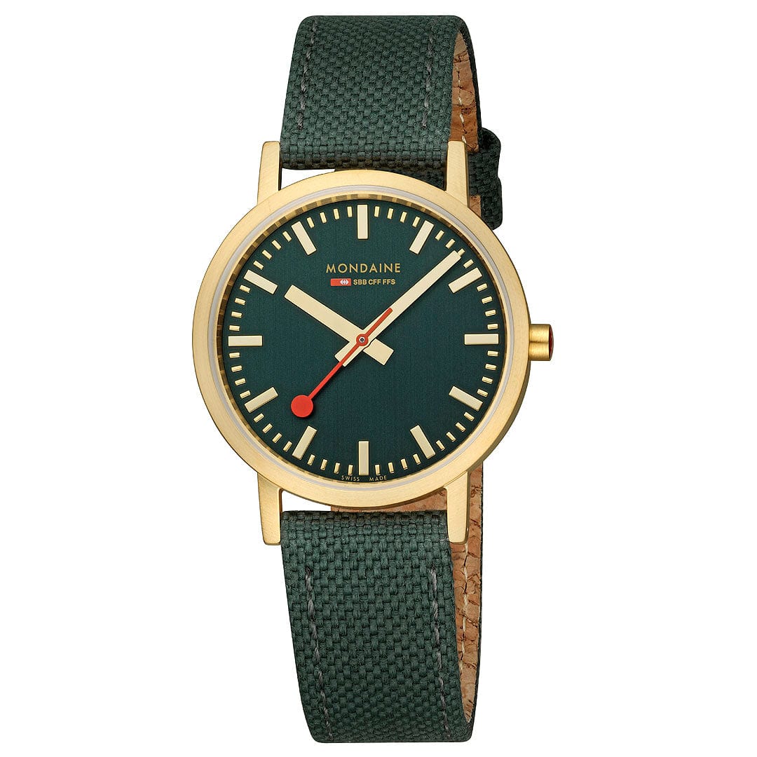 Mondaine Classic, 36 mm, Forest Green Golden Watch