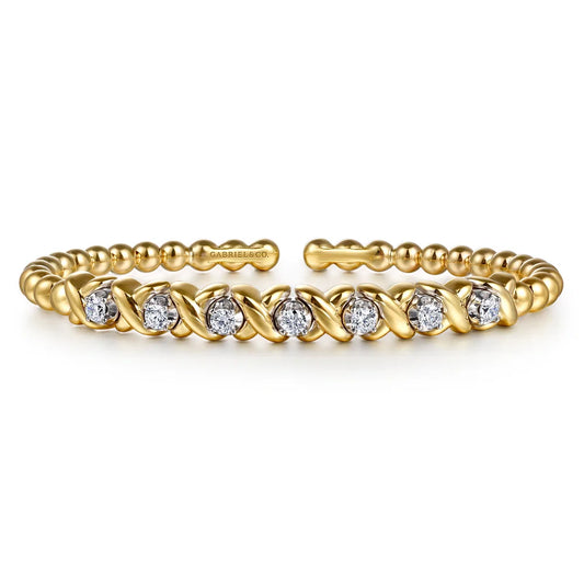 Gabriel & Co., 14K White & Yellow Gold Bujukan Diamond Split Bangle Bracelet