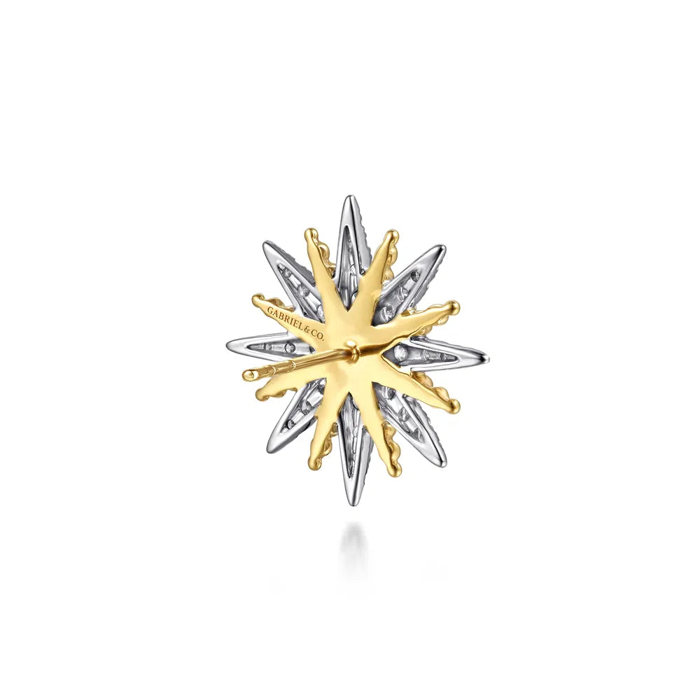 Gabriel & Co., 14K White & Yellow Gold Bujukan Diamond Starburst Stud Earrings