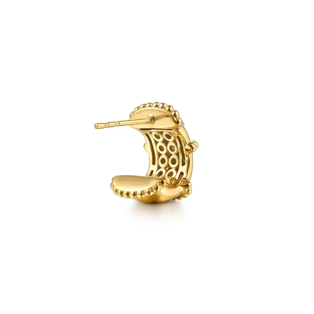 Gabriel & Co., 14K White & Yellow Gold Bujukan and Diamond J Hoop Earrings