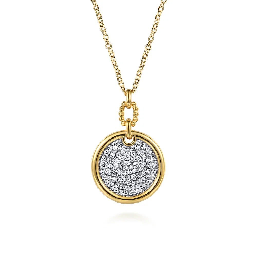 Gabriel & Co., 14K White & Yellow Gold Bujukan and Diamond Pendant Necklace