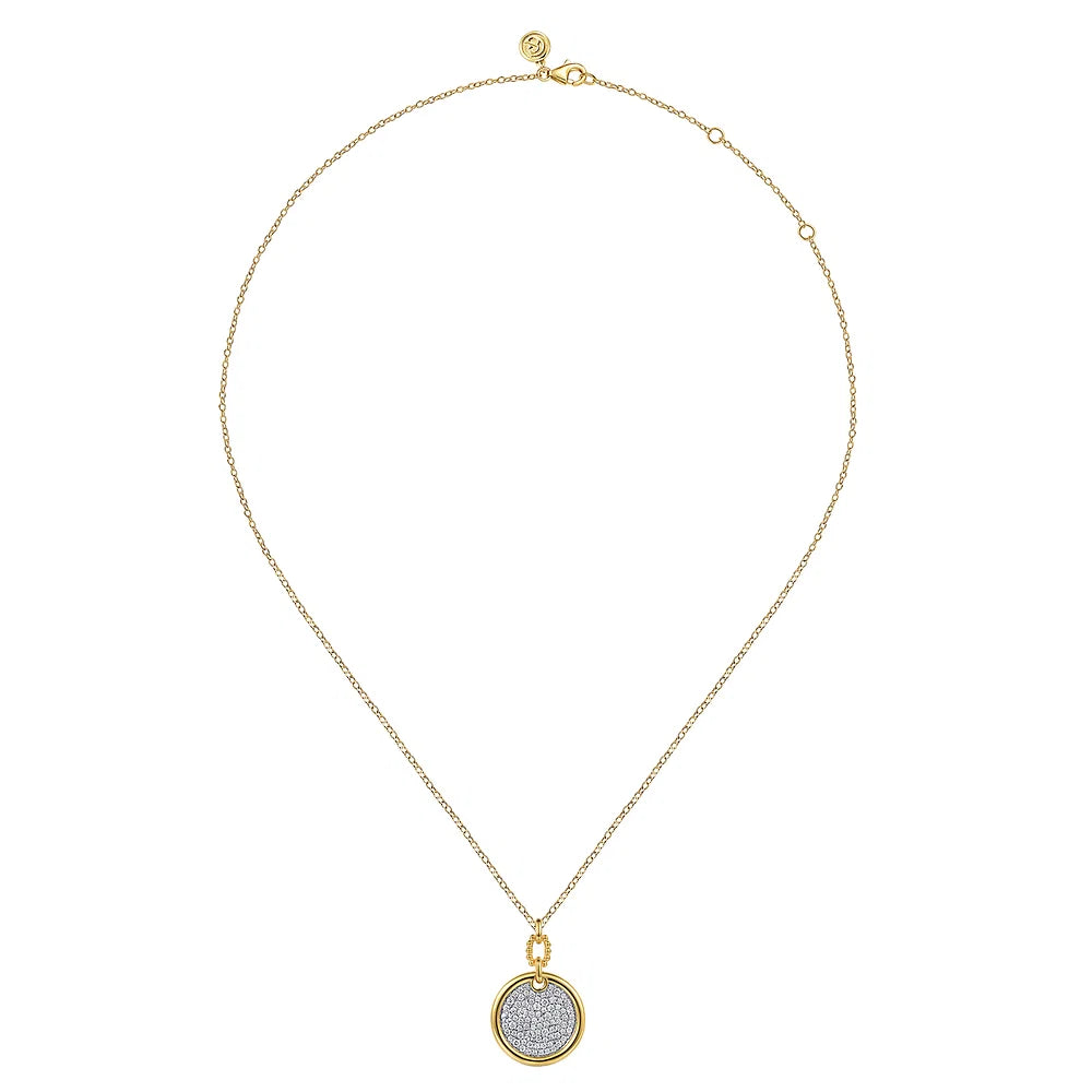 Gabriel & Co., 14K White & Yellow Gold Bujukan and Diamond Pendant Necklace