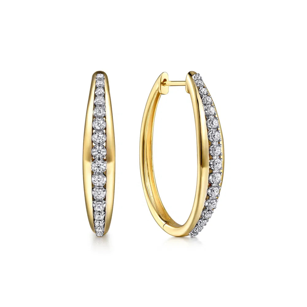 Gabriel & Co., 14K White & Yellow Gold Diamond Classic Hoop Earrings