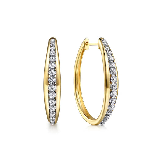 Gabriel & Co., 14K White & Yellow Gold Diamond Classic Hoop Earrings