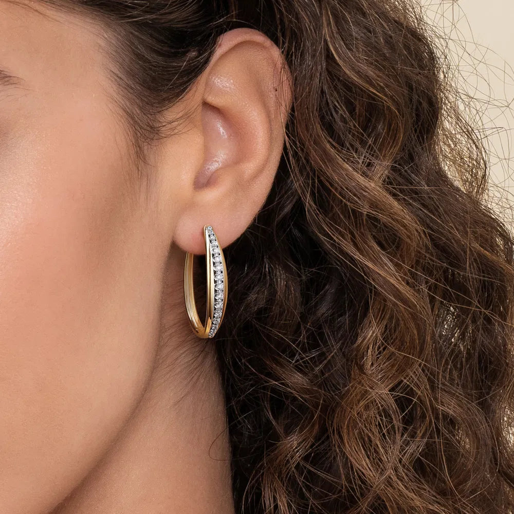 Gabriel & Co., 14K White & Yellow Gold Diamond Classic Hoop Earrings