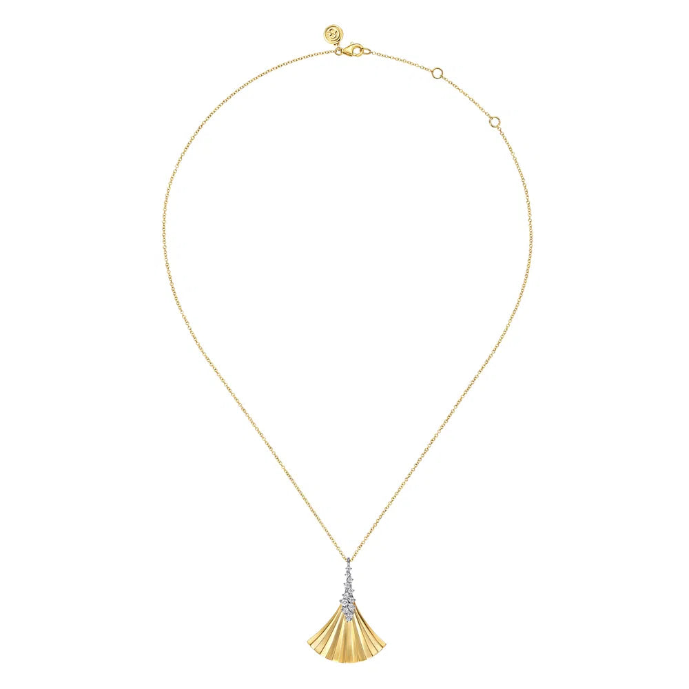 Gabriel & Co., 14K White & Yellow Gold Diamond and Diamond Cut Pendant Necklace