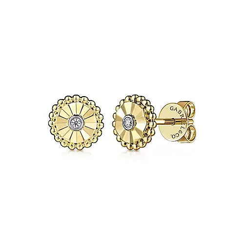 Gabriel & Co., 14K White And Yellow Gold Diamond Stud Earrings