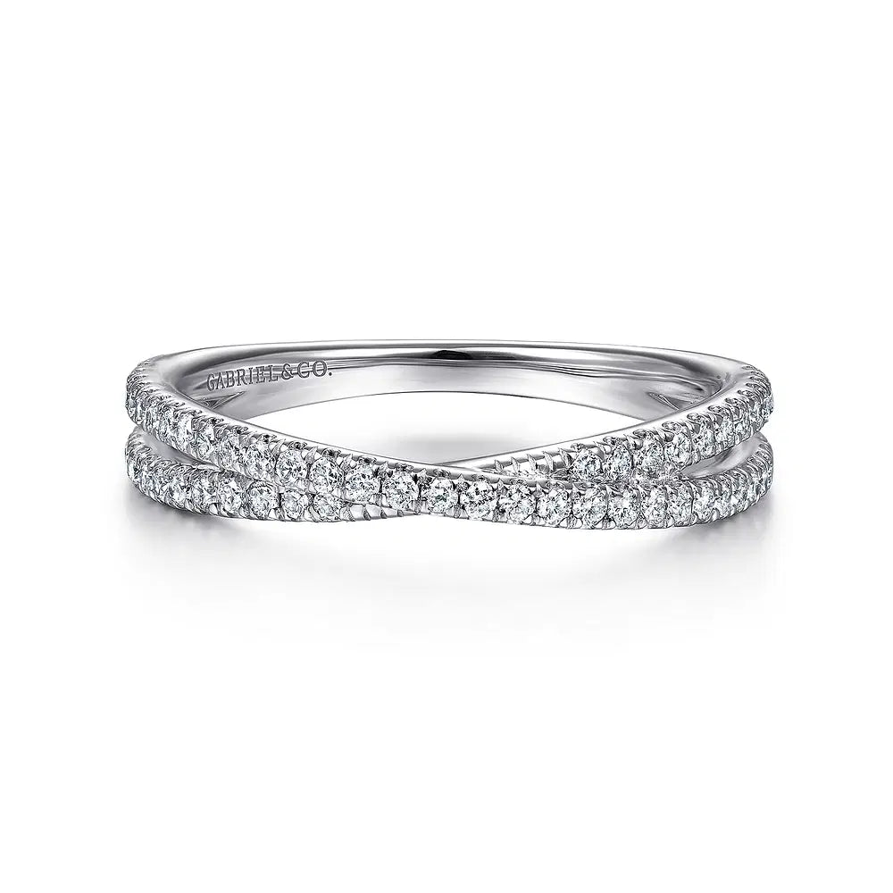 Gabriel & Co., 14K White Gold Criss Cross Diamond Stackable Ring