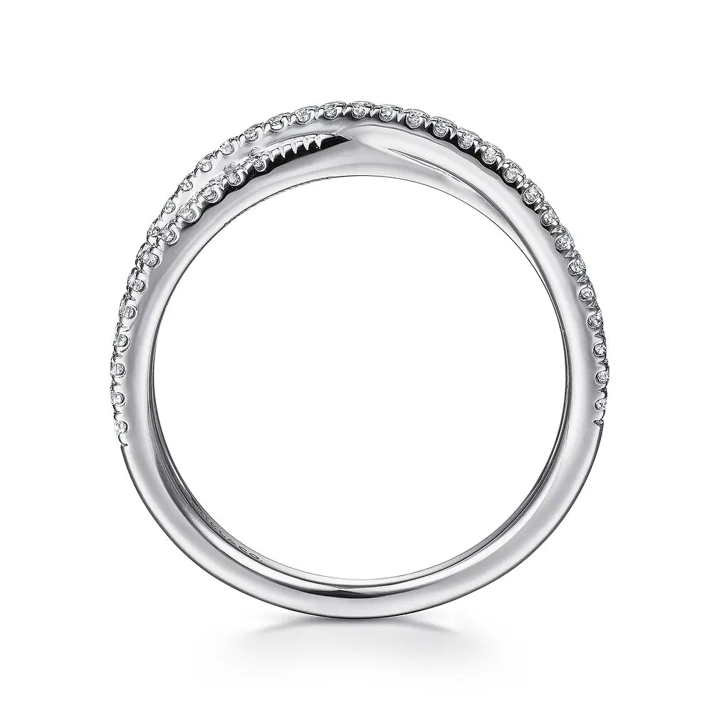 Gabriel & Co., 14K White Gold Criss Cross Diamond Stackable Ring