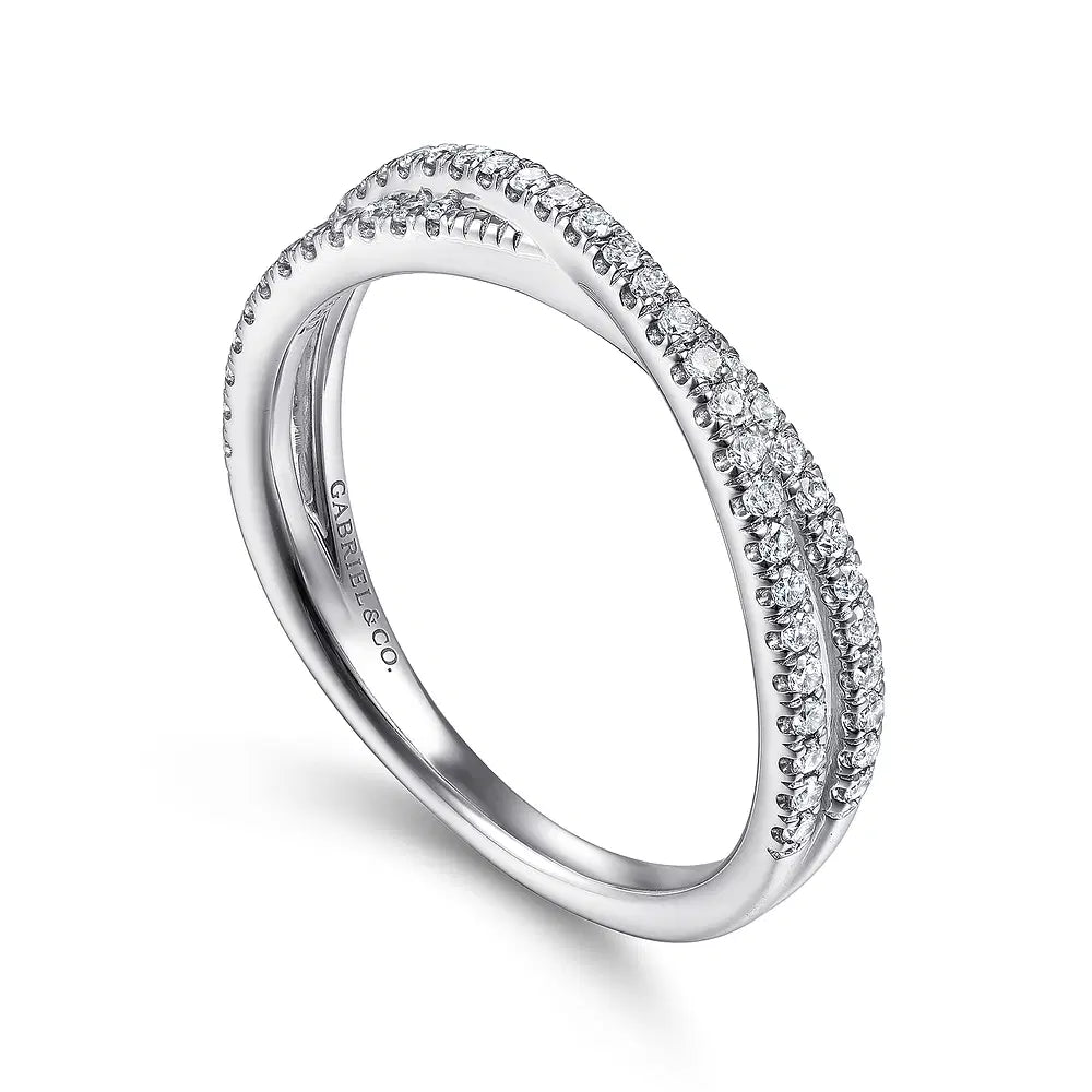 Gabriel & Co., 14K White Gold Criss Cross Diamond Stackable Ring