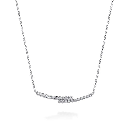 Gabriel & Co., 14K White Gold Diamond Bypass Bar Necklace