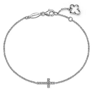 Gabriel & Co., 14K White Gold Diamond Cross Chain Bracelet