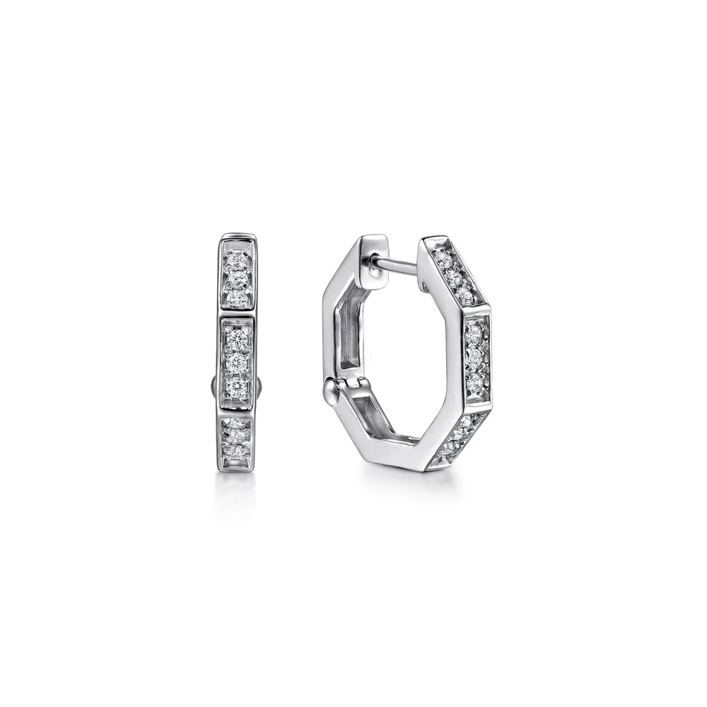 Gabriel & Co., 14K White Gold Diamond Huggie Earrings
